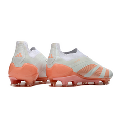 Scarpa da calcio Adidas Predator 30 Elite Laceless bianca e arancione per terreni compatti FG