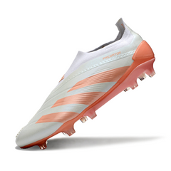 Scarpa da calcio Adidas Predator 30 Elite Laceless bianca e arancione per terreni compatti FG