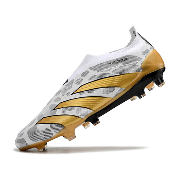 Chuteira Campo Adidas Predator 30 Elite Sem Cadarço FG Cinza e Dourada - VENI Futebol