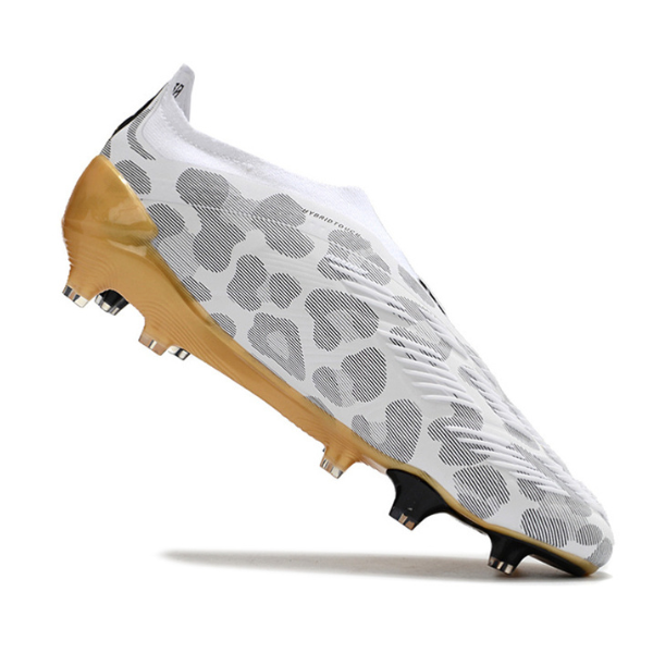 Chuteira Campo Adidas Predator 30 Elite Sem Cadarço FG Cinza e Dourada - VENI Futebol