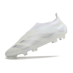 Chuteira Campo Adidas Predator 30 Elite Sem Cadarço FG Branca e Cinza - VENI Futebol