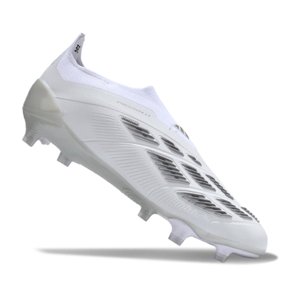 Chuteira Campo Adidas Predator 30 Elite Sem Cadarço FG Branca e Cinza - VENI Futebol