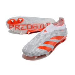 Scarpa da calcio Adidas Predator 30 Elite Laceless bianca e arancione per terreni compatti FG