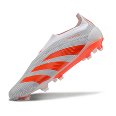 Scarpa da calcio Adidas Predator 30 Elite Laceless bianca e arancione per terreni compatti FG
