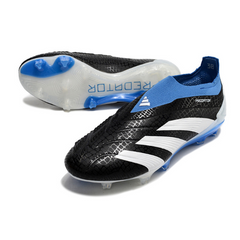 Chuteira Campo Adidas Predator 30 Elite Sem Cadarço FG Preta, Branca e Azul - VENI Futebol
