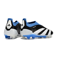 Chuteira Campo Adidas Predator 30 Elite Sem Cadarço FG Preta, Branca e Azul - VENI Futebol