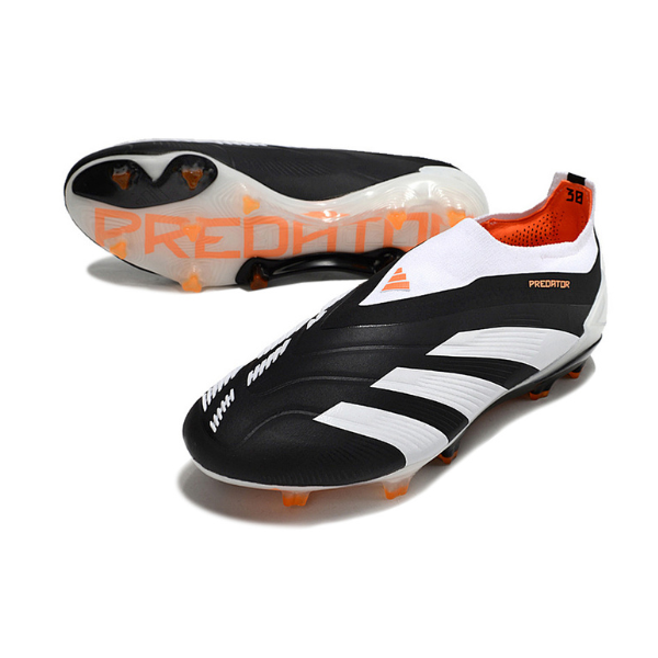 Chuteira Campo Adidas Predator 30 Elite Sem Cadarço FG Preta, Branca e Laranja - VENI Futebol