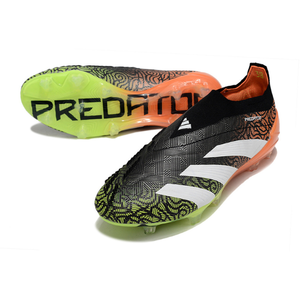 Chuteira Campo Adidas Predator 30 Elite Sem Cadarço FG Preta, Verde e Laranja - VENI Futebol
