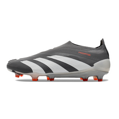 Chuteira Campo Adidas Predator 30 Elite Sem Cadarço FG Cinza e Branca - VENI Futebol