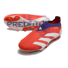Chuteira Campo Adidas Predator 30 Elite Sem Cadarço FG Vermelha, Branca e Roxa - VENI Futebol