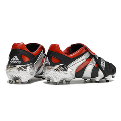 Scarpa da calcio Adidas Predator Accelerator Elite nera e rossa per terreni compatti FG