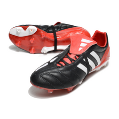 Botas de fútbol Adidas Predator Mutator Mania Elite negras y rojas para terreno firme (FG).