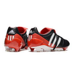 Botas de fútbol Adidas Predator Mutator Mania Elite negras y rojas para terreno firme (FG).