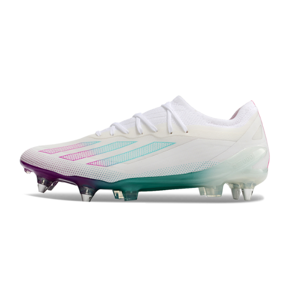 Chuteira Campo Adidas X Crazyfast.1 SG Ponta de Aluminio Branca, Roxa e Azul - VENI Futebol