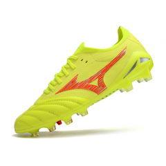 Chuteira Campo Mizuno Morelia Neo IV Elite FG Amarela e Vermelha - VENI Futebol