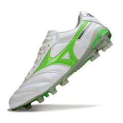 Scarpa da calcio Mizuno Morelia Neo 2 Elite bianca e verde per terreni compatti FG