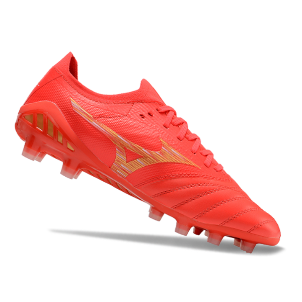 Chuteira Campo Mizuno Morelia Neo III Elite FG Vermelha e Amarela - VENI Futebol