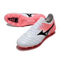 Botas de fútbol Mizuno Morelia Neo IV Elite Firm Ground FG en blanco y salmón