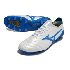 Mizuno Morelia Neo IV Elite White and Blue Firm Ground FG Football Boot