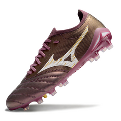 Bota de fútbol Mizuno Morelia Neo IV Elite morada para terreno firme FG