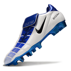 Scarpa da calcio Nike Air Zoom Total 90 III FG bianca e blu per terreni compatti