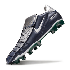 Botas de fútbol Nike Air Zoom Total 90 III para terreno firme azul y plateado FG