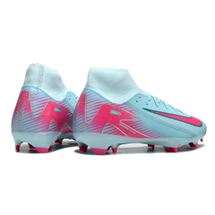 Botas de fútbol Nike Air Zoom Mercurial Superfly 10 Academy FG para terreno firme, color azul claro y rosa