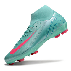 Botas de fútbol Nike Air Zoom Mercurial Superfly 10 Academy Azul claro y rosa para césped artificial AG