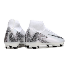 Scarpa da calcio Nike Air Zoom Mercurial Superfly 10 Academy bianca e nera per terreni compatti FG