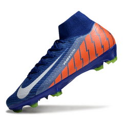 Botas de fútbol Nike Air Zoom Mercurial Superfly 10 Elite azules y naranjas para terreno firme (FG).