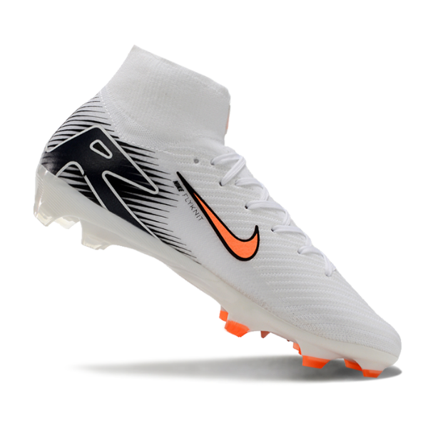 Chuteira Campo Nike Air Zoom Mercurial Superfly 10 Elite FG Branca, Preta e Laranja - VENI Futebol