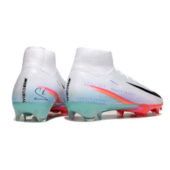 Botas de fútbol Nike Air Zoom Mercurial Superfly 10 Elite blancas, rosas y azul claro para terreno firme (FG).
