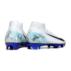 Scarpa da calcio Nike Air Zoom Mercurial Superfly 10 Elite bianca e blu per terreni compatti FG