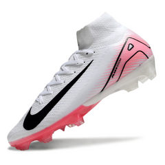 Botas de fútbol Nike Air Zoom Mercurial Superfly 10 Elite blancas y rosa claro para terreno firme (FG).