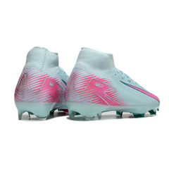 Botas de fútbol Nike Air Zoom Mercurial Superfly 10 Elite azul claro y rosa para terreno firme (FG).