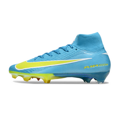 Botas de fútbol Nike Air Zoom Mercurial Superfly 10 Elite FG para terreno firme, color azul claro y amarillo