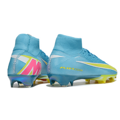 Botas de fútbol Nike Air Zoom Mercurial Superfly 10 Elite FG para terreno firme, color azul claro y amarillo