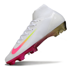 Scarpa da calcio Nike Air Zoom Mercurial Superfly 10 Elite bianca e rosa per terreni compatti FG