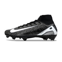 Scarpa da calcio Nike Air Zoom Mercurial Superfly 10 Elite nera e bianca per terreni compatti FG