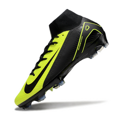 Botas de fútbol Nike Air Zoom Mercurial Superfly 10 Elite negras y verde claro para terreno firme (FG).