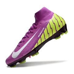 Botas de fútbol Nike Air Zoom Mercurial Superfly 10 Elite moradas y verdes para terreno firme (FG).