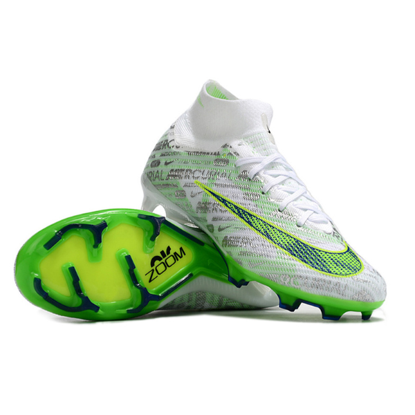 Chuteira Campo Nike Zoom Mercurial Superfly 9 Elite FG Prata e Verde - VENI Futebol