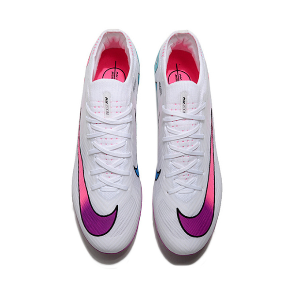 Chuteira Campo Nike Zoom Mercurial Vapor 15 Elite FG Branca, Rosa e Azul - VENI Futebol