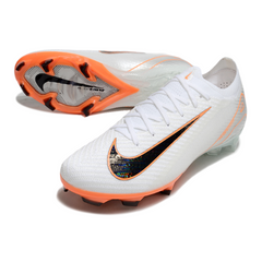 Botas de fútbol Nike Air Zoom Mercurial Vapor 16 Elite blancas y naranjas para terreno firme (FG).