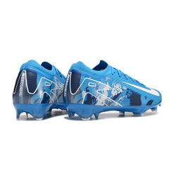 Botas de fútbol Nike Air Zoom Mercurial Vapor 16 Elite azules y blancas para terreno firme (FG).