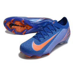 Botas de fútbol Nike Air Zoom Mercurial Vapor 16 Elite azules y naranjas para terreno firme (FG).