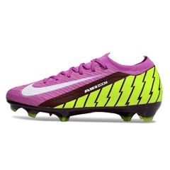 Botas de fútbol Nike Air Zoom Mercurial Vapor 16 Elite rosa y verde para terreno firme (FG).