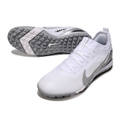 Nike Zoom Mercurial Vapor 16 Pro White and Silver Vini Kids Turf TF Football Boot