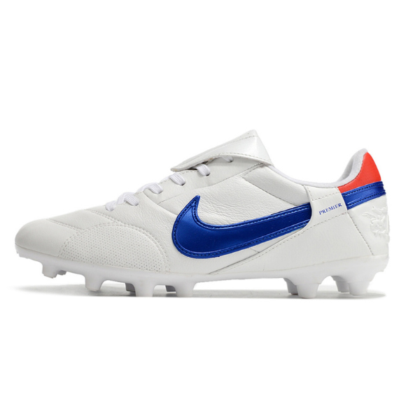 Chuteira Campo Nike Premier 3 FG Branca e Azul - VENI Futebol