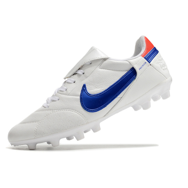 Chuteira Campo Nike Premier 3 FG Branca e Azul - VENI Futebol
